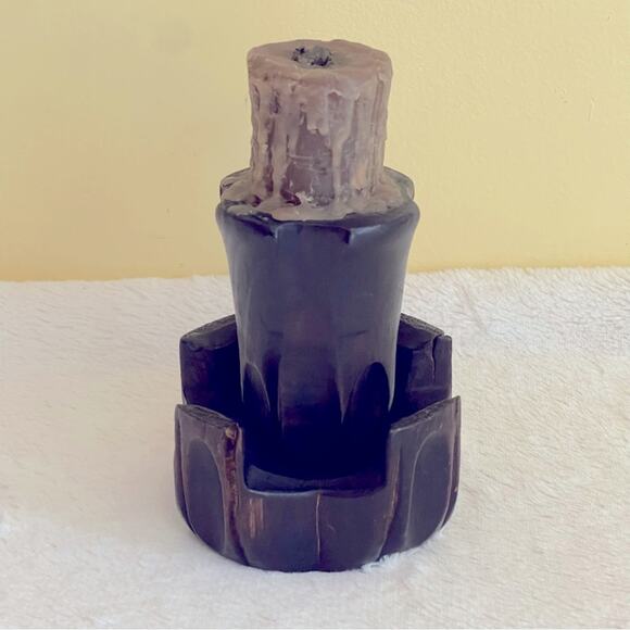 Vintage Hand Carved Wooden Candle Holder Handle Candlestick - Picture 3 of 11